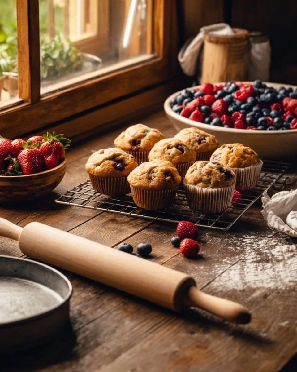 Delicious homemade Air Fryer Muffins cooling on a wire rack