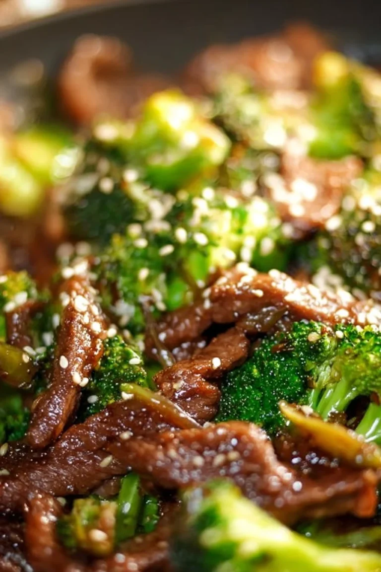 Delicious beef and broccoli stir-fry served on a plate