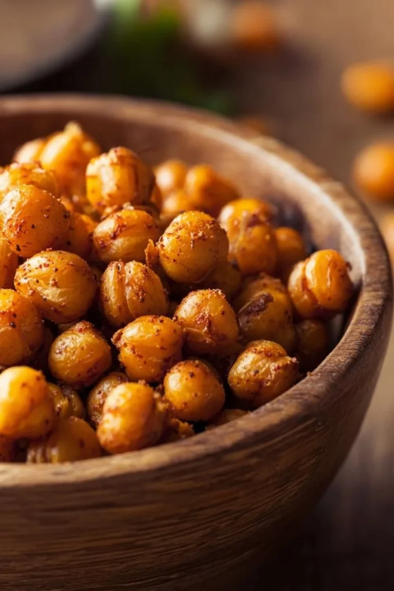 Crispy air fryer chickpeas seasoned for a delicious snack.