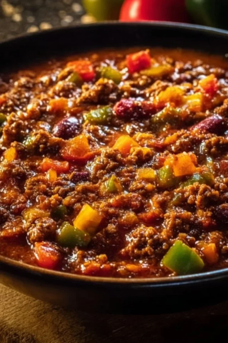 Delicious bowl of hot dog chili topped with onions and cheese.