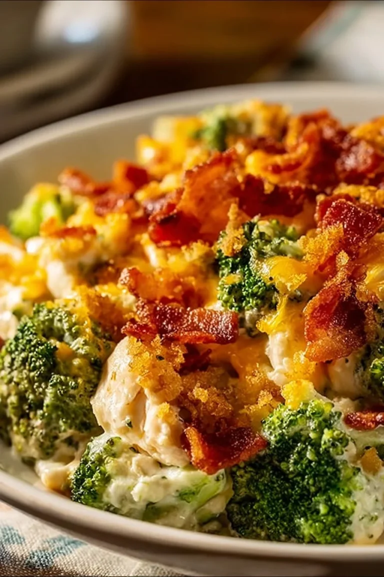 Delicious creamy low carb chicken casserole in a baking dish