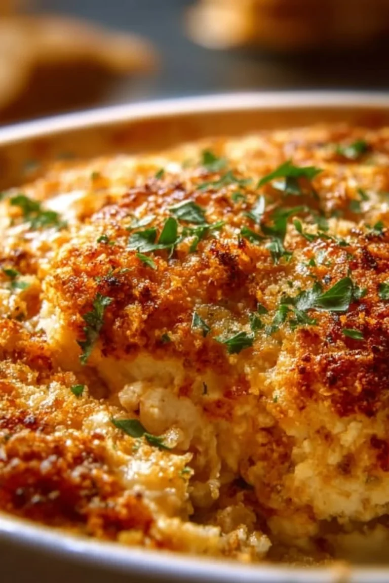 High protein chicken parmesan casserole dish ready to serve.