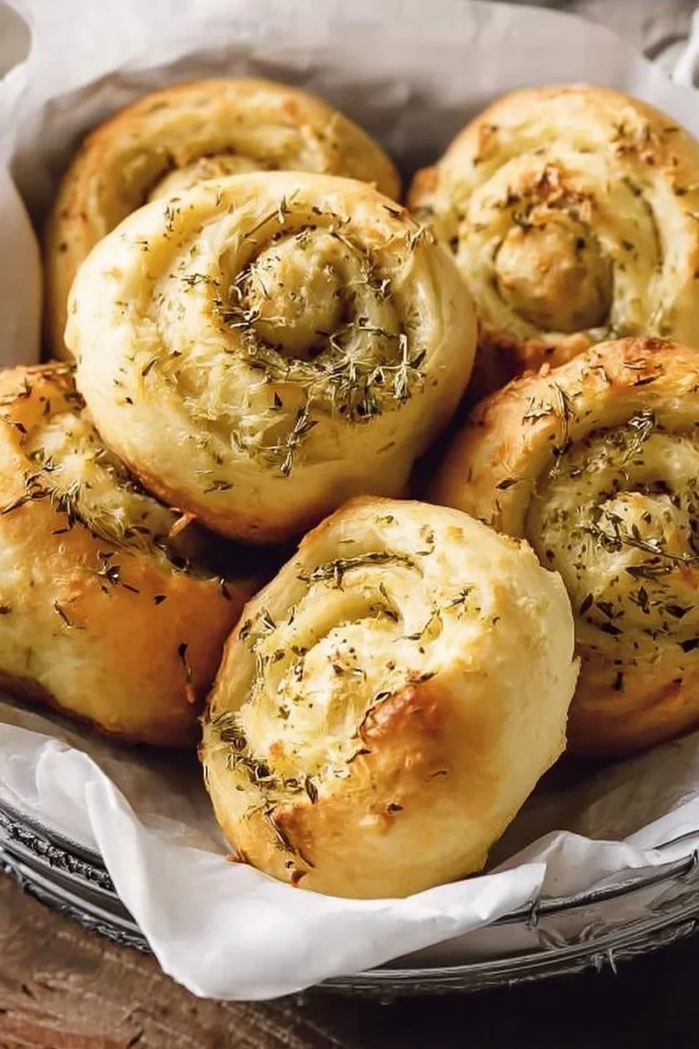 Fluffy garlic parmesan dinner rolls served in a basket