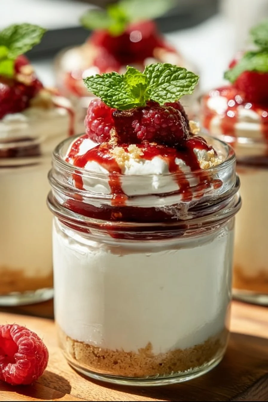 High protein cheesecake jars for a delicious and healthy dessert option.