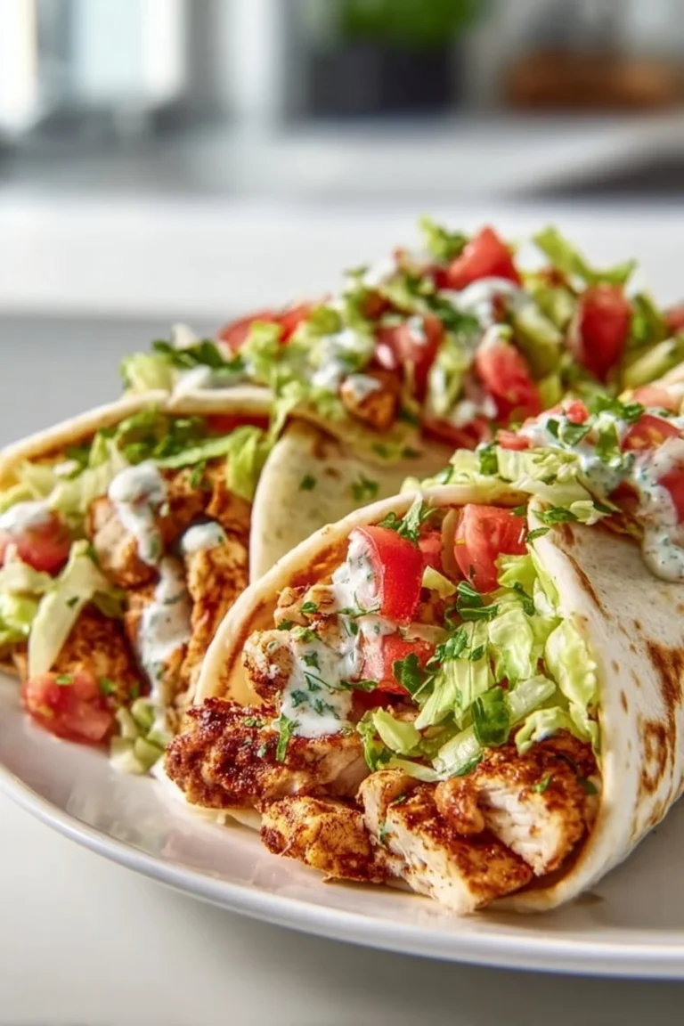 High-protein crispy cottage cheese flatbread chicken wraps on a plate