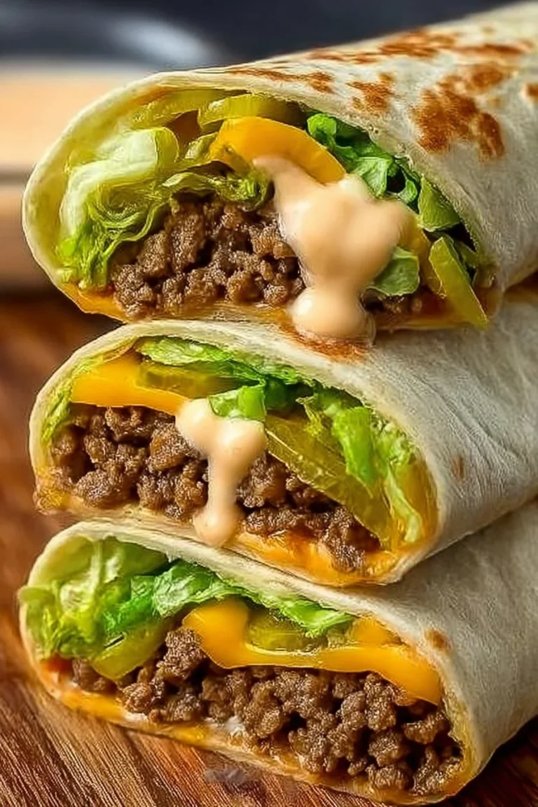 Homemade Big Mac Wraps with lettuce, cheese, and sauce