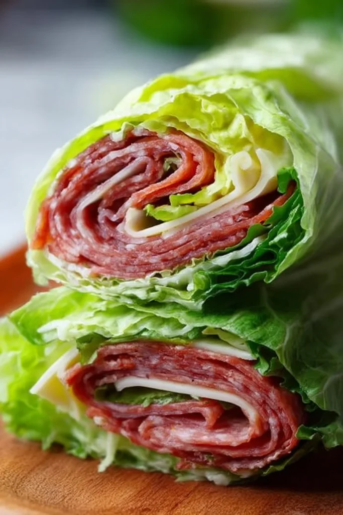 Colorful Italian lettuce wraps filled with fresh herbs and ingredients