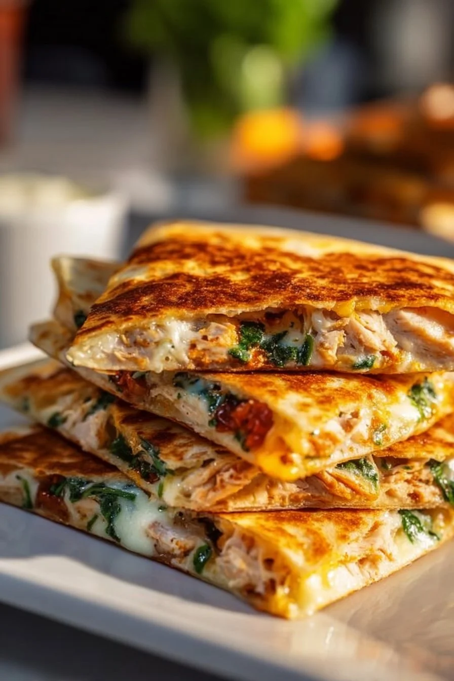 Keto Chicken Quesadilla with melted cheese and chicken filling
