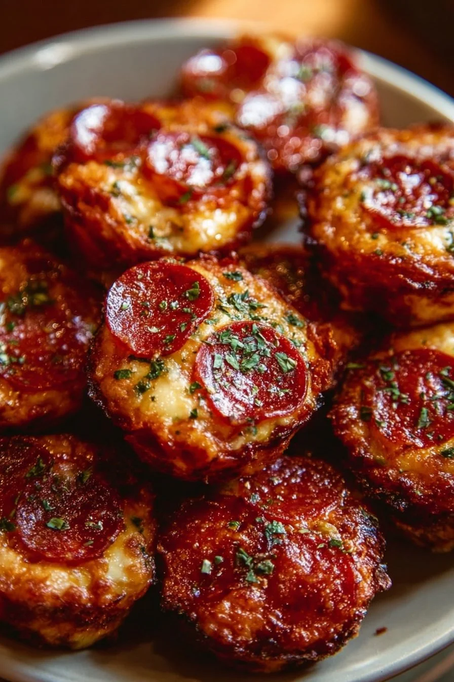 Delicious Keto pepperoni pizza bites ready to serve
