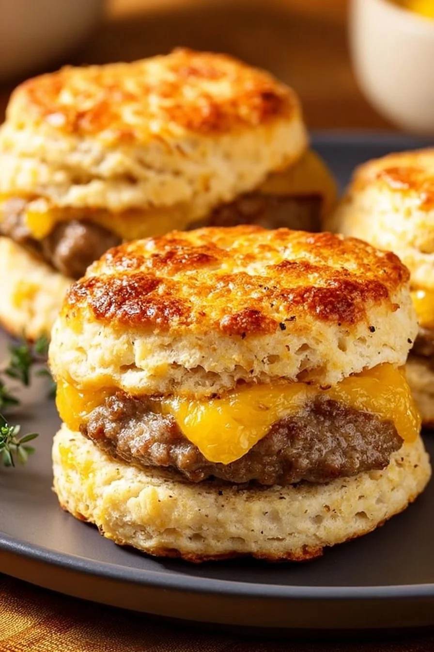 Delicious Keto Sausage and Biscuits served on a plate