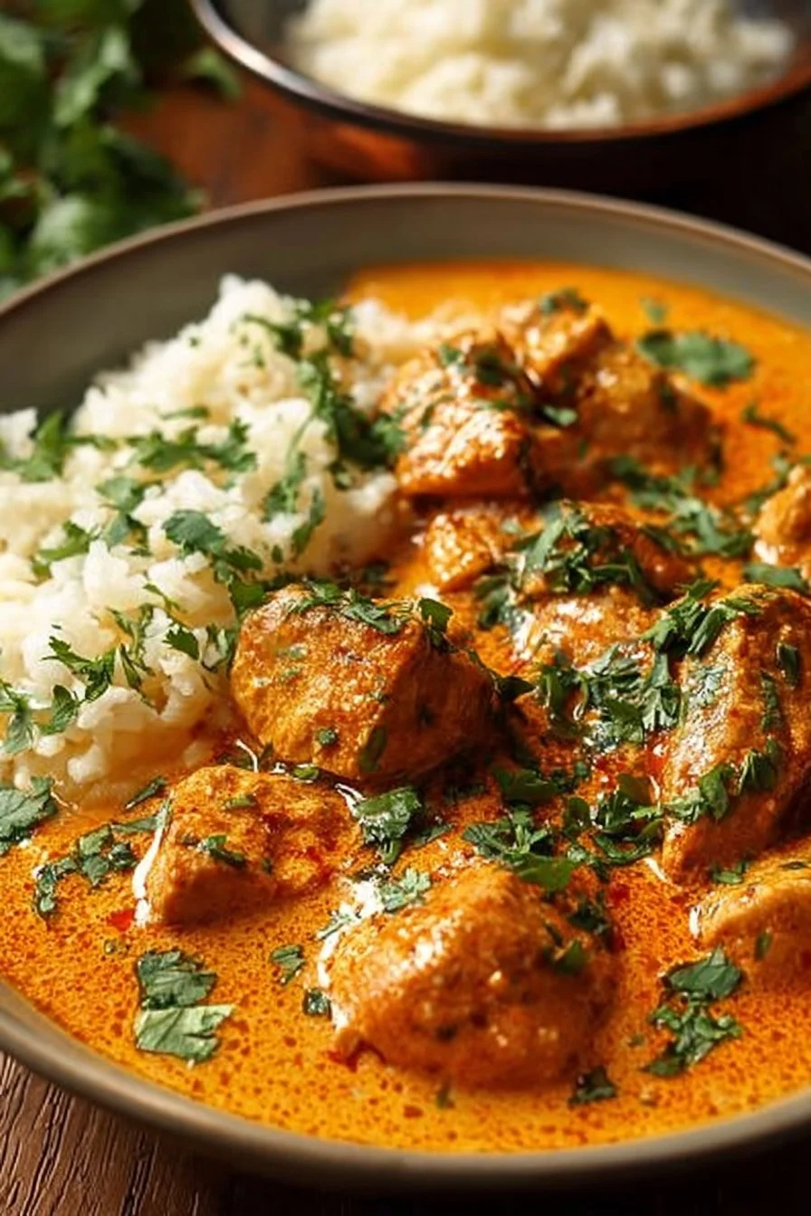 Delicious 5-ingredient keto butter chicken dish served with fresh herbs.