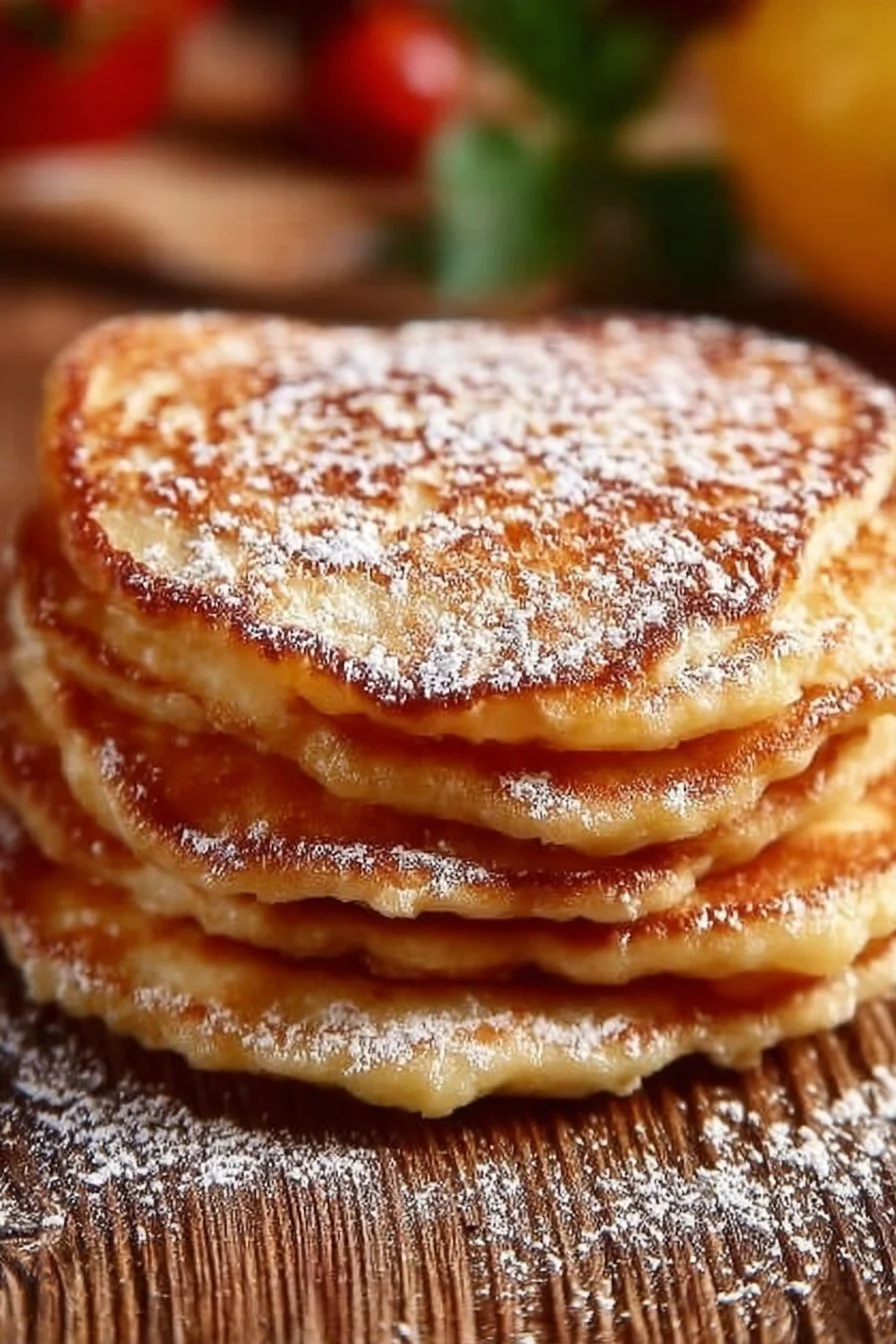 Delicious apple yogurt pancakes served with syrup and fresh apples