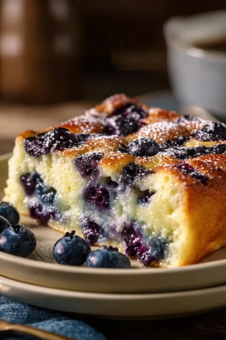 Blueberry Cottage Cheese Breakfast Bake fresh out of the oven