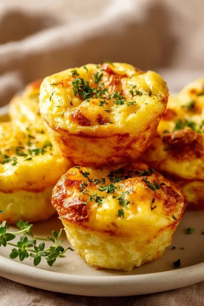 Cheesy muffin tin cottage cheese egg bites ready to eat
