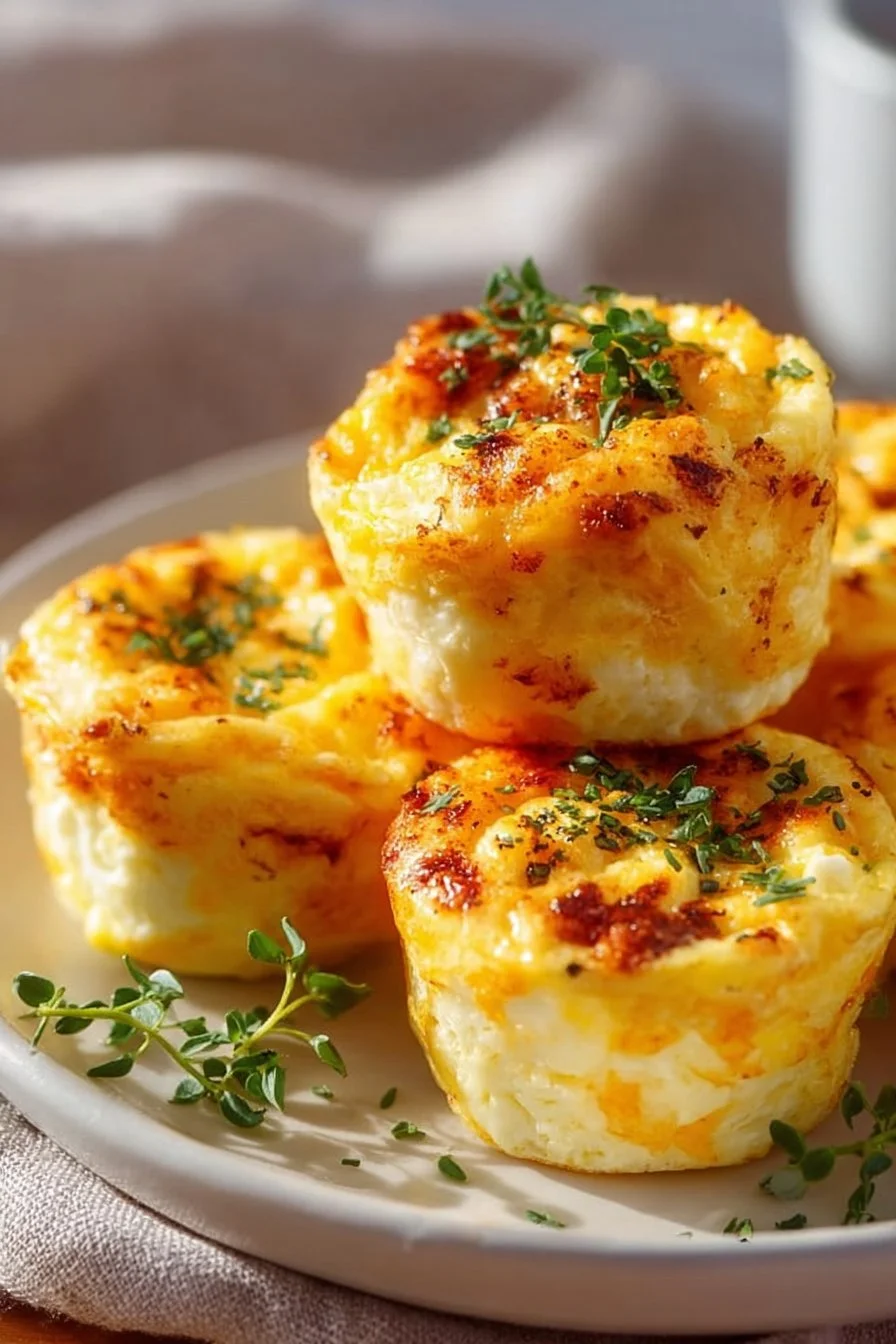 Cheesy Muffin Tin Cottage Cheese Egg Bites served on a plate