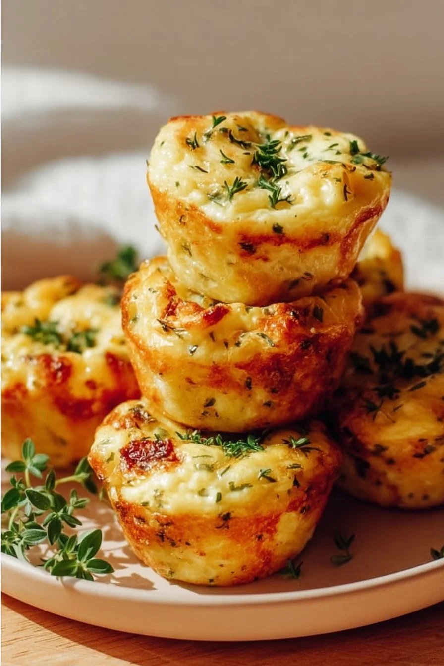 Cheesy muffin tin cottage cheese egg bites ready to serve
