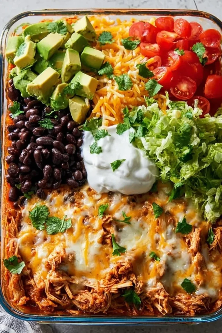 Chicken Enchilada Bowl with chicken, sauce, and toppings in a vibrant presentation.