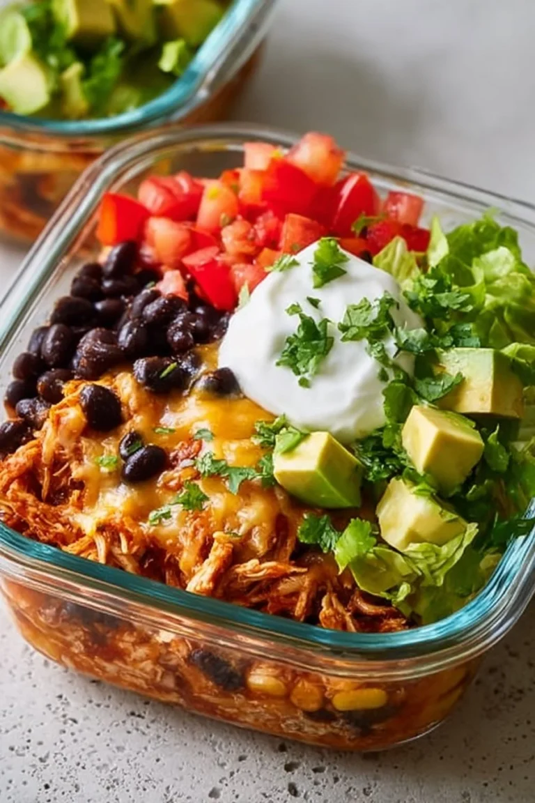 Delicious Chicken Enchilada Bowl served with fresh toppings