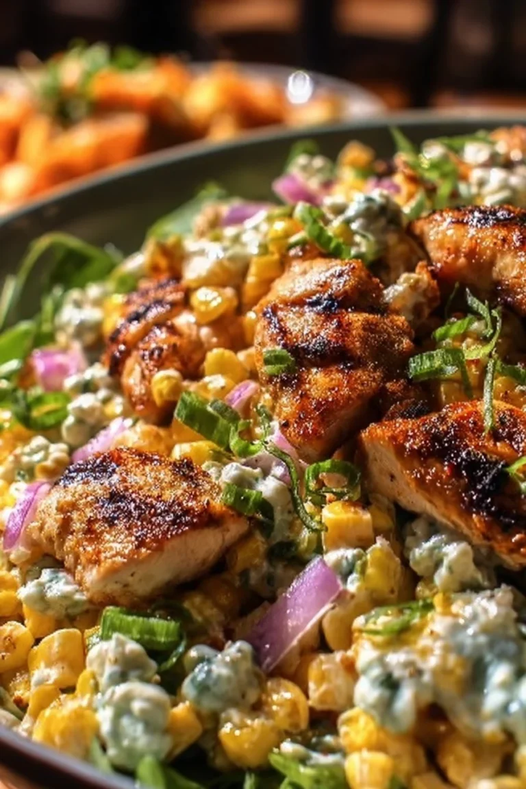 Delicious Chicken Street Corn Salad with grilled chicken and fresh corn