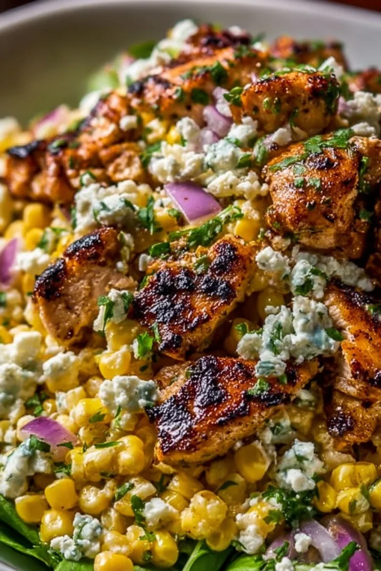 Delicious Chicken Street Corn Salad with grilled chicken and fresh ingredients