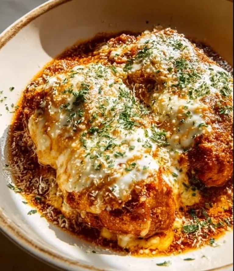 Delicious Cottage Cheese Chicken Parmesan Bowl topped with fresh herbs