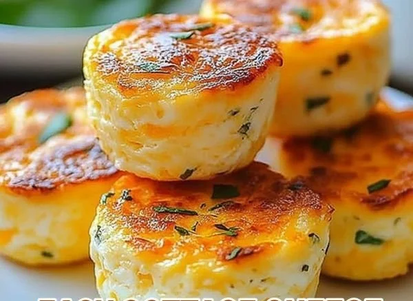 Cottage cheese egg bites served on a plate with herbs and vegetables