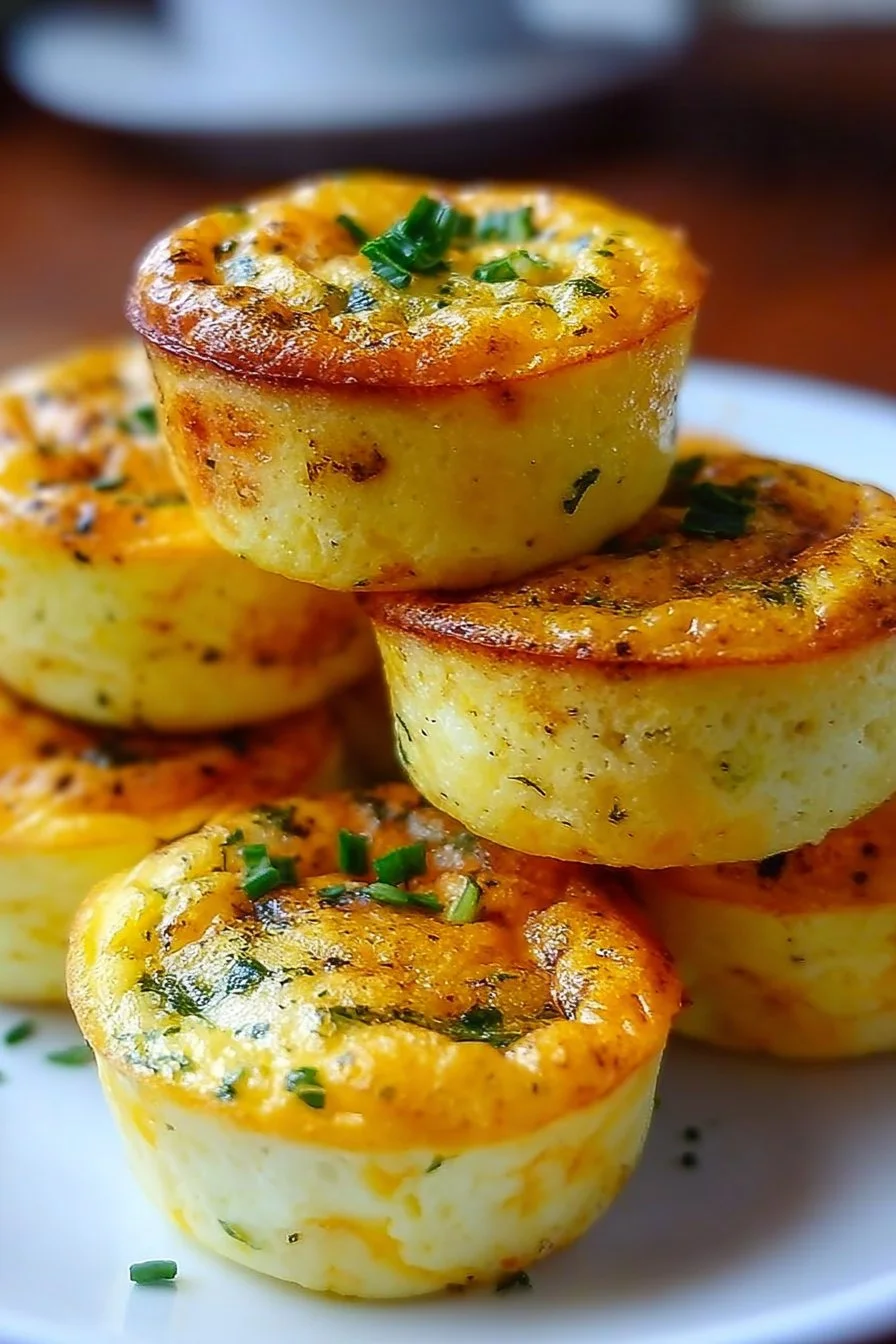 Delicious Cottage Cheese Egg Bites served on a wooden platter.
