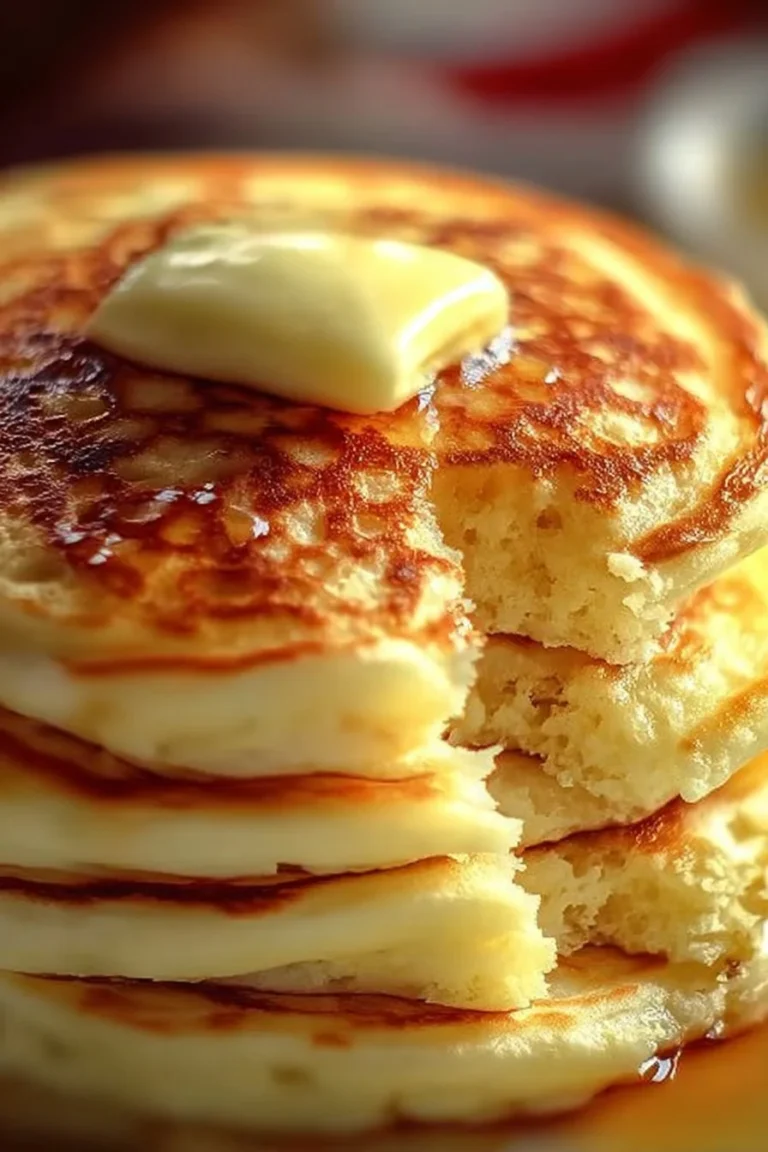 Flourless cottage cheese pancakes stacked with fresh berries on a plate