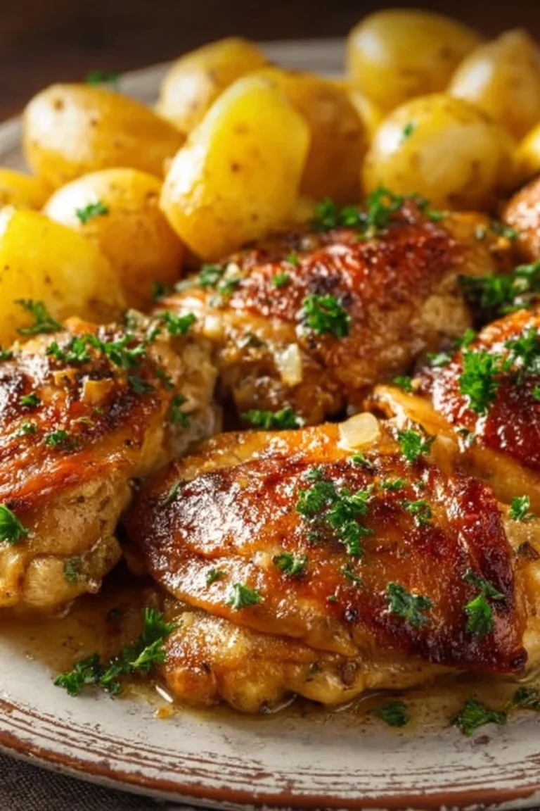 Delicious Garlic Parmesan Chicken with Potatoes cooked in a crockpot
