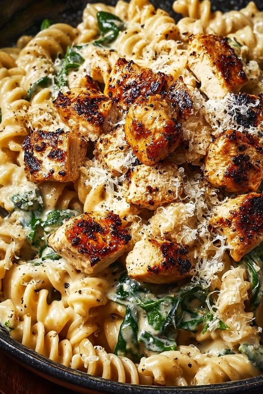 Creamy Garlic Parmesan Pasta Bowls garnished with parsley