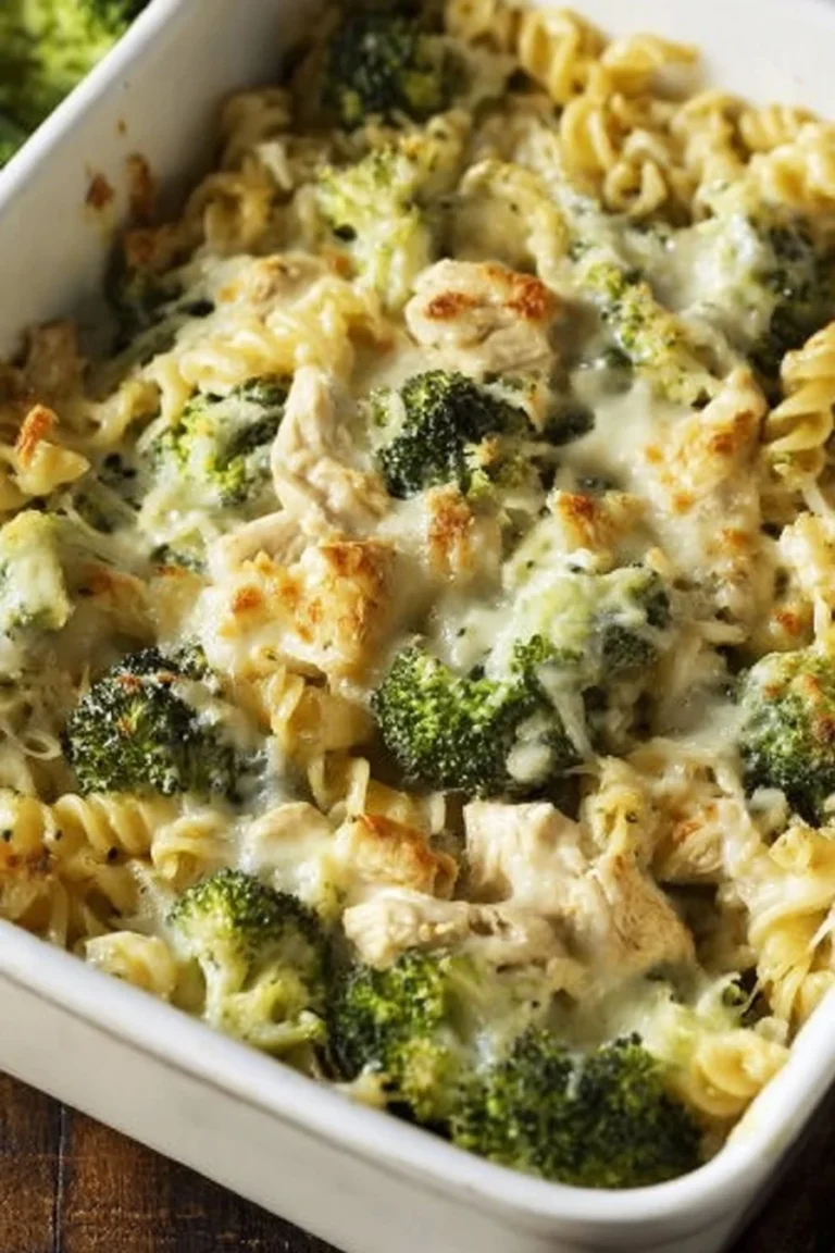 Delicious high-protein chicken alfredo bake garnished with parsley and cheese