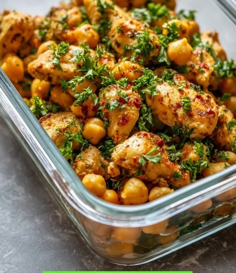 High protein chicken with chickpeas and vegetables for a healthy meal