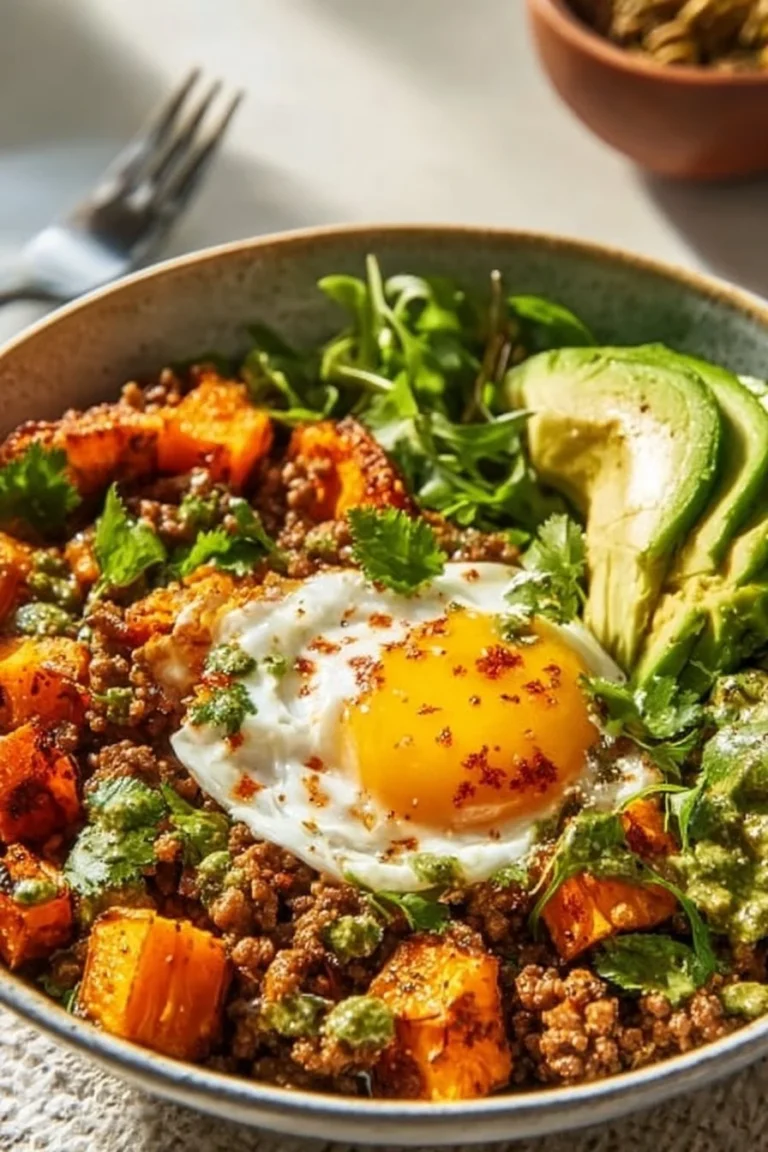 High protein ground beef power bowls full of nutritious ingredients