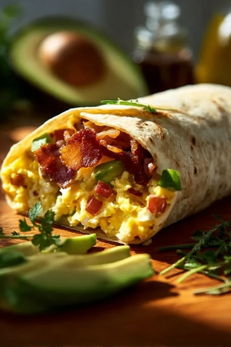 Delicious Keto Breakfast Burrito filled with eggs, cheese, and veggies.