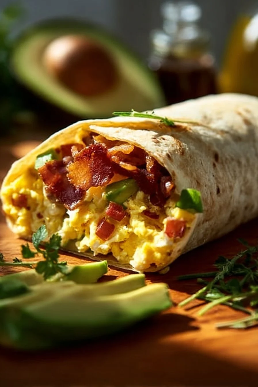 Delicious Keto Breakfast Burrito filled with eggs, cheese, and veggies.