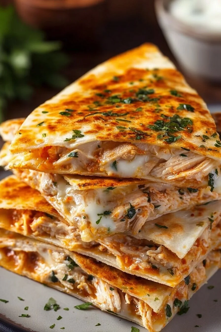 Delicious homemade Keto Chicken Quesadilla with melted cheese and low-carb tortillas