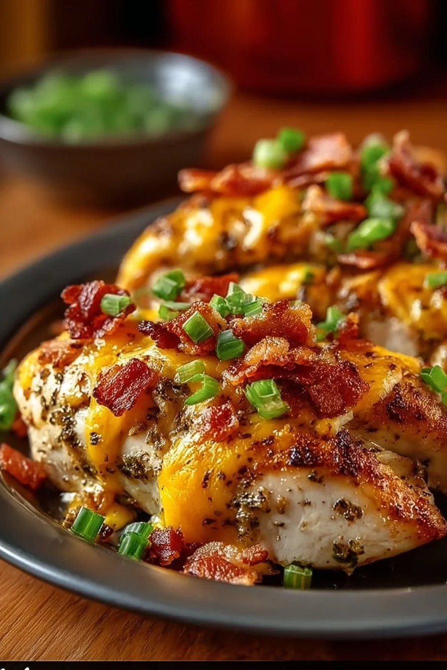 Bowl of creamy Keto Crack Chicken served with green onions