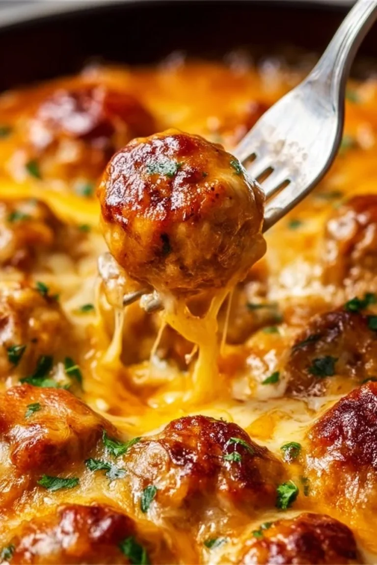 Plate of flavorful Keto Meatballs served with herbs