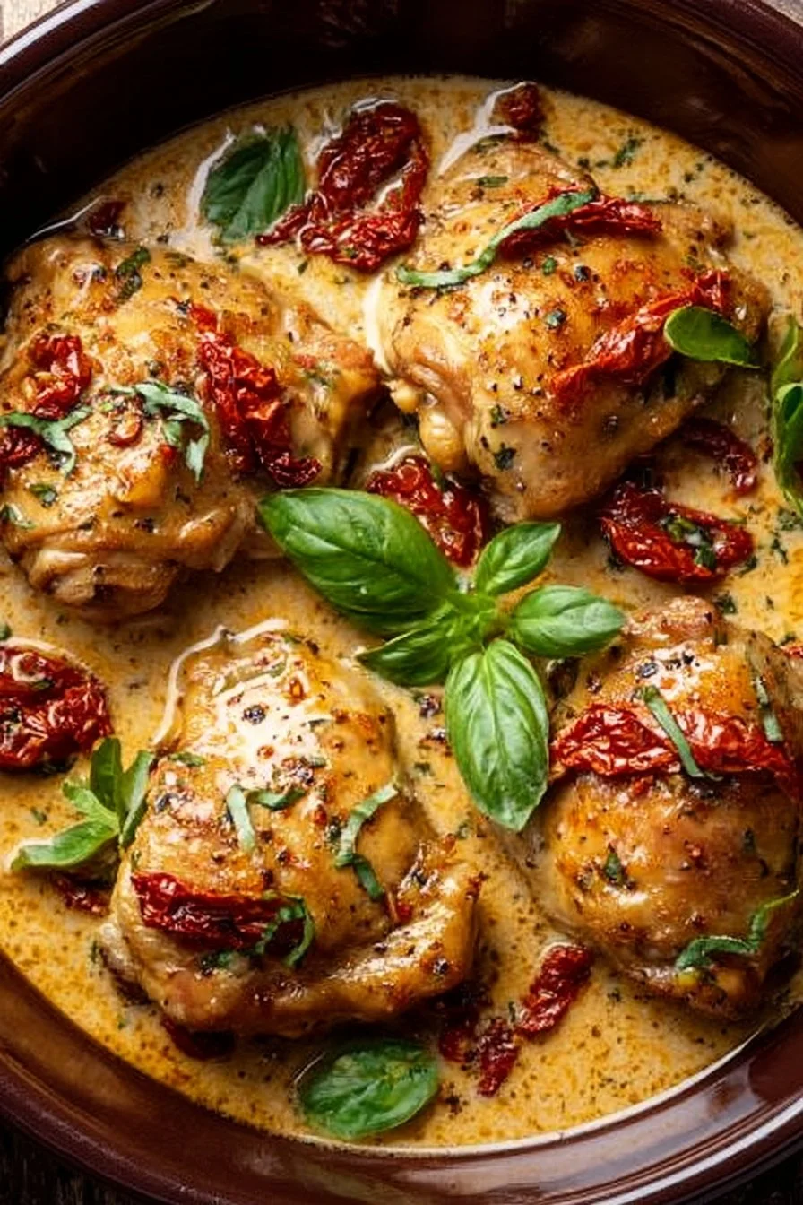 Delicious Keto Slow Cooker Marry Me Chicken ready to serve