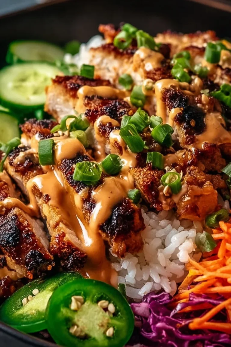 Delicious Korean BBQ Chicken Bowl with vegetables and rice