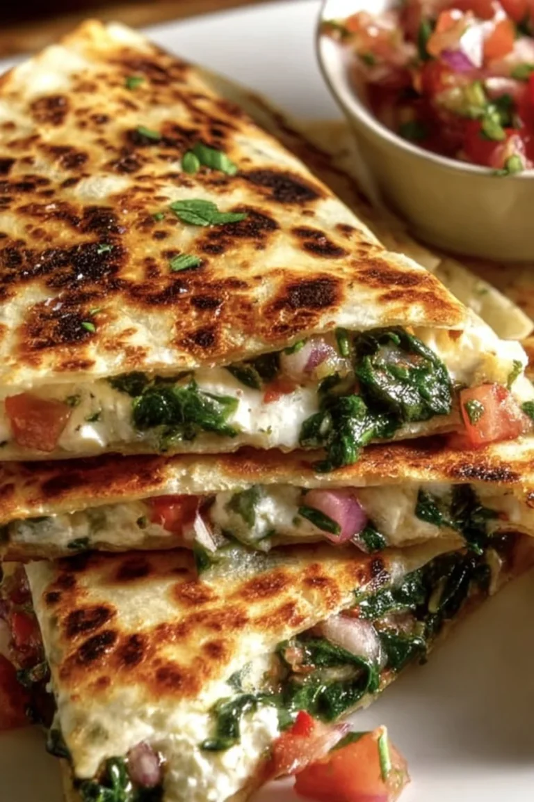 Delicious Mediterranean Quesadillas filled with fresh ingredients