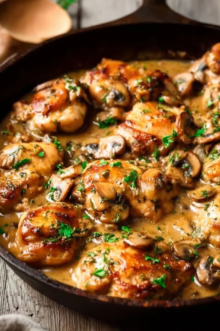 Delicious Paleo Chicken Stroganoff served in a bowl with fresh herbs.