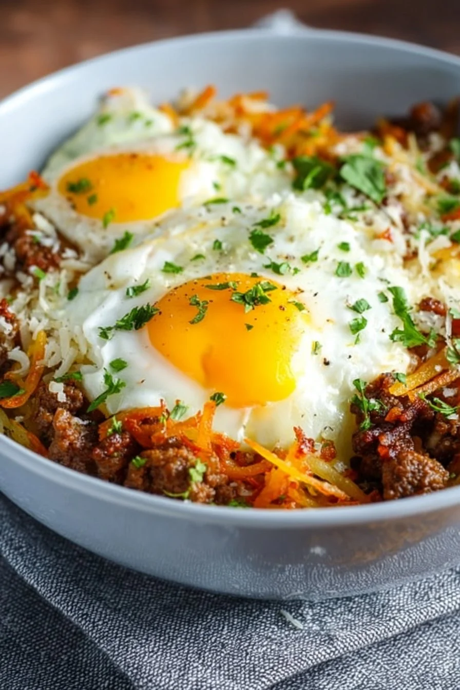 A colorful Protein Breakfast Bowl topped with fruits, nuts, and yogurt.
