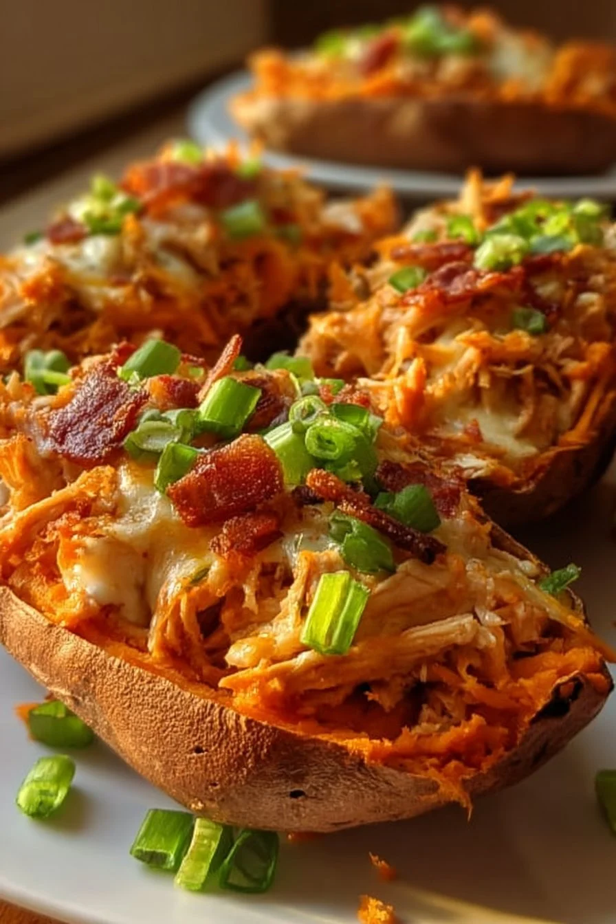 Protein loaded sweet potato boats filled with healthy ingredients