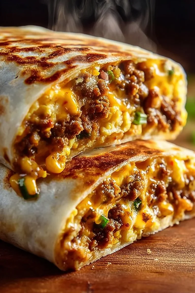 Delicious breakfast crunchwrap served on a plate with fresh ingredients