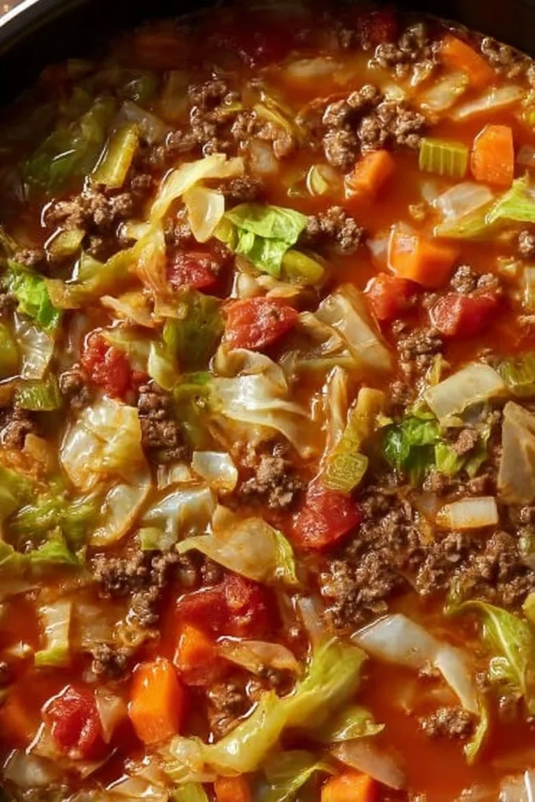 Healthy Weight Watchers cabbage soup in a bowl, rich in flavor and low in calories.