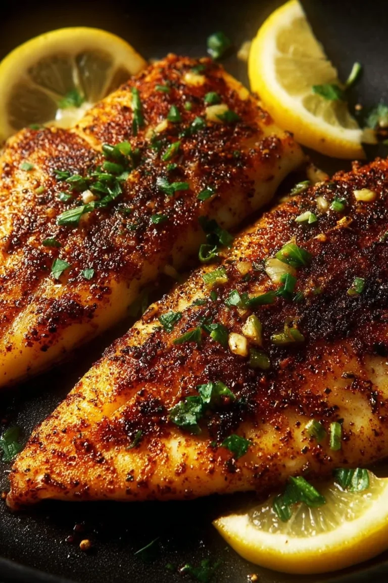 Healthy Air Fryer Tilapia cooked to perfection with spices and served on a plate.