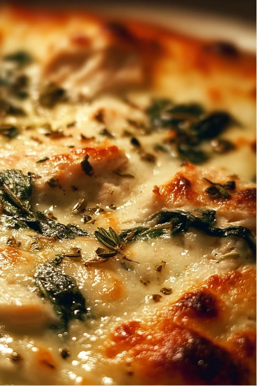Creamy Chicken Spinach Casserole with Cream Cheese for a delicious dinner