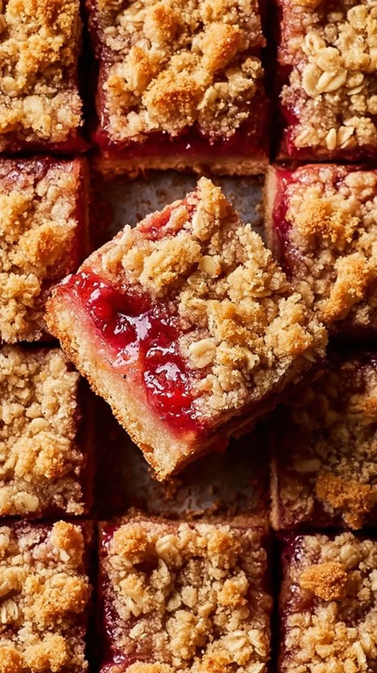 Delicious Classic Rhubarb Crumble Bars on a plate