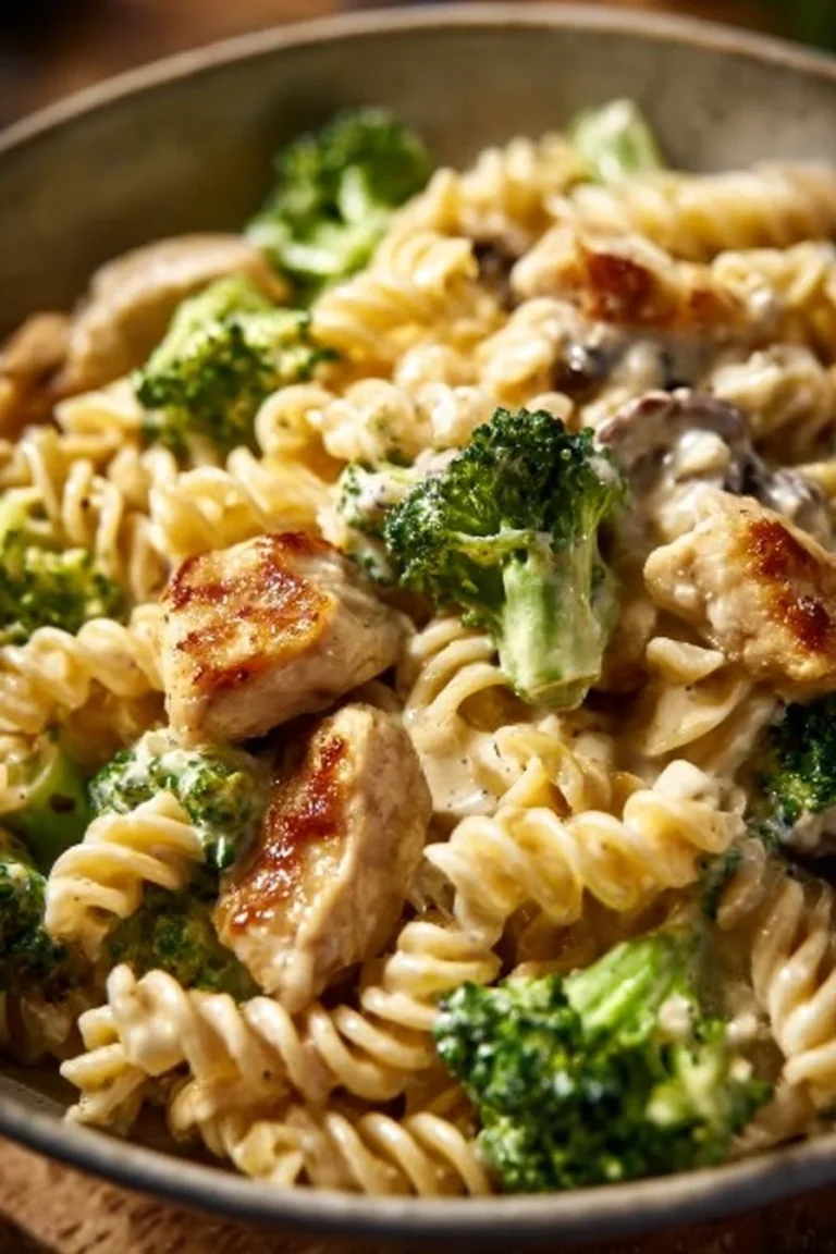 Creamy rotisserie chicken pasta with broccoli for a delicious meal